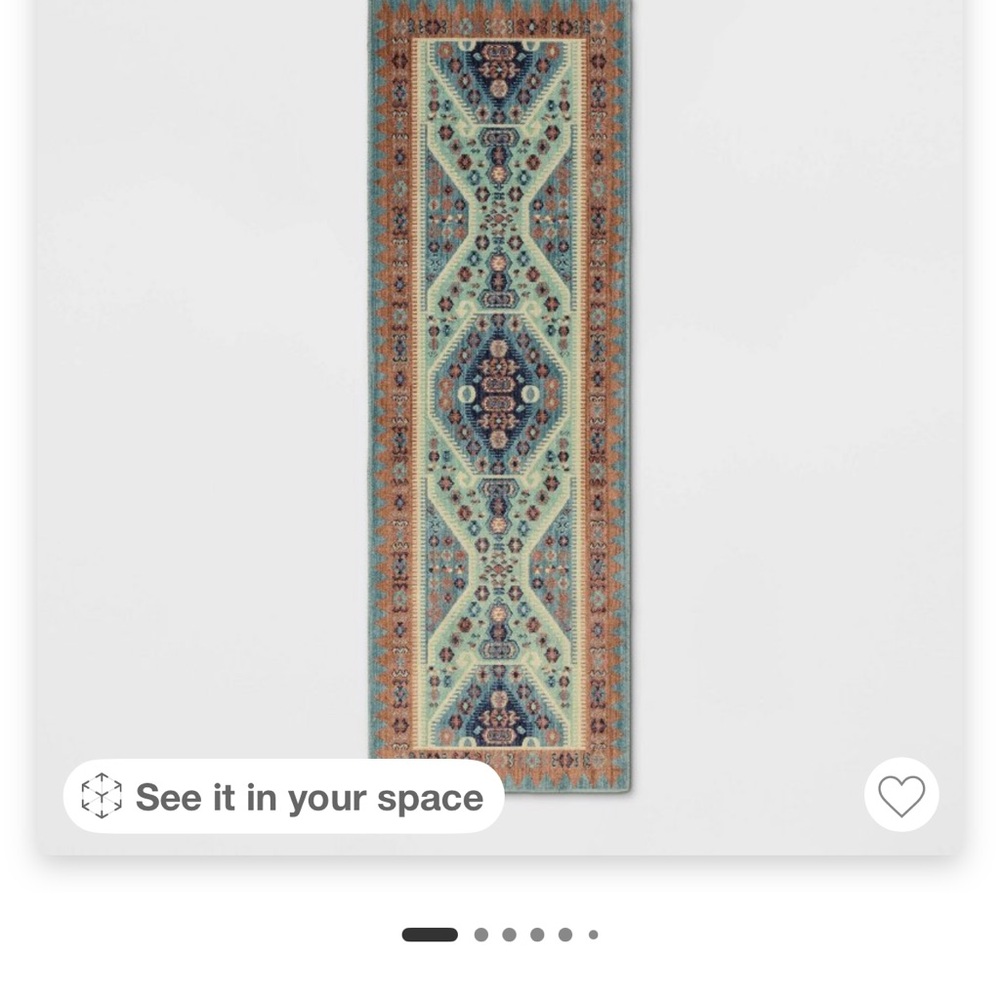Bohemian Runner Rug with Teal and Rust Design
